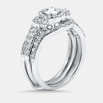 Pre-owned The Diamond Edit 1.37 Cts Round Lab Grown Diamond 14k White Gold Ring Size 54