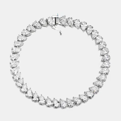 Pre-owned The Diamond Edit 14 Cts Pear Lab Grown Diamond 18k White Gold Bracelet