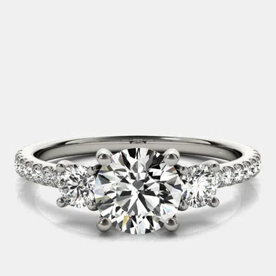 Pre-owned The Diamond Edit 1.4 Cts Round Lab Grown Diamond 14k White Gold Wedding Ring Size 52