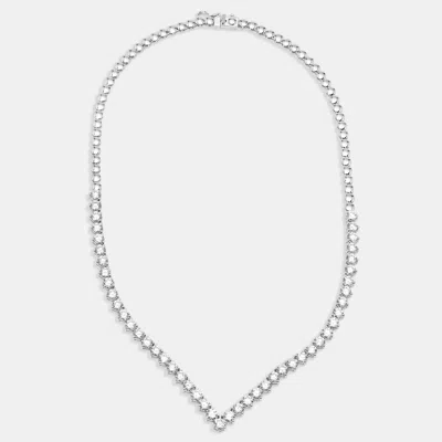Pre-owned The Diamond Edit 14.2 Cts Round Lab Grown Diamonds 18k White Gold Necklace