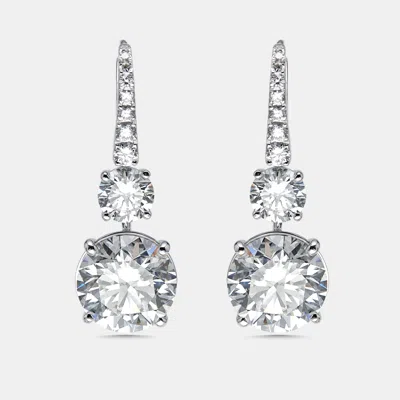 Pre-owned The Diamond Edit 14.5 Cts Round Lab Grown Diamonds 18k White Gold Earrings