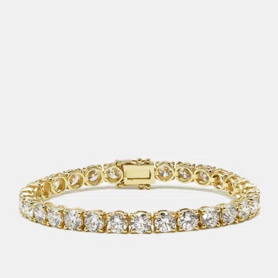 Pre-owned The Diamond Edit 14.50 Cts Round Brilliant Lab Grown Diamonds 18k Yellow Gold Tennis Bracelet