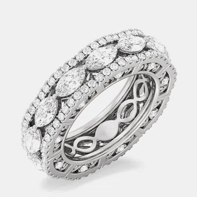 Pre-owned The Diamond Edit 14k White Gold Women Eternity Band Lab Grown Marquise 4.25 Carat Diamond 6.6 Mm