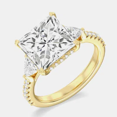 Pre-owned The Diamond Edit 14k Yellow Gold Lab Grown Diamond Princess Engagement Ring 5.2 Ct Eu 50.5