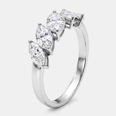 Pre-owned The Diamond Edit 1.5 Cts Marquise Lab Grown Diamonds 18k White Gold Ring Size 55