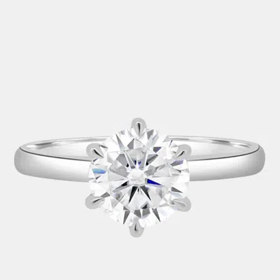 Pre-owned The Diamond Edit 1.5 Cts Round Lab Grown Diamond 18k White Gold Wedding Ring Size 52