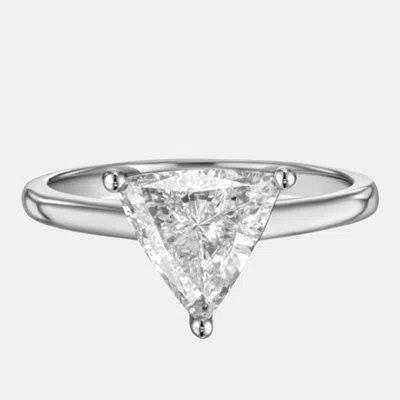 Pre-owned The Diamond Edit 1.5 Cts Triangle Lab Grown Diamond 18k White Gold Wedding Ring Size 52