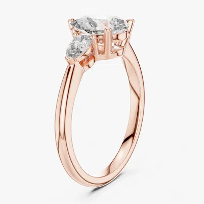 Pre-owned The Diamond Edit 1.50 Cts Pear Cut 18k Rose Gold Lab Grown Diamond Ring Size 53