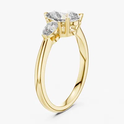 Pre-owned The Diamond Edit 1.50 Cts Pear Cut 18k Yellow Gold Lab Grown Diamond Ring Size 53