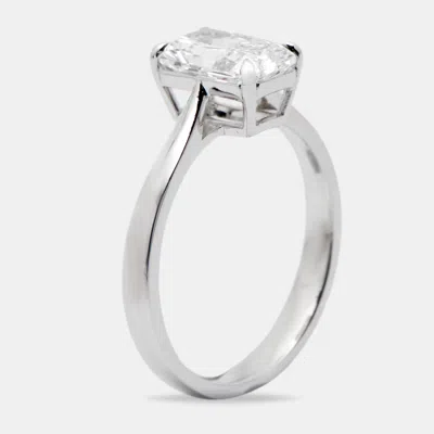 Pre-owned The Diamond Edit 1.50 Cts Radiant Brilliant Cut 18k White Gold Ring Size 54