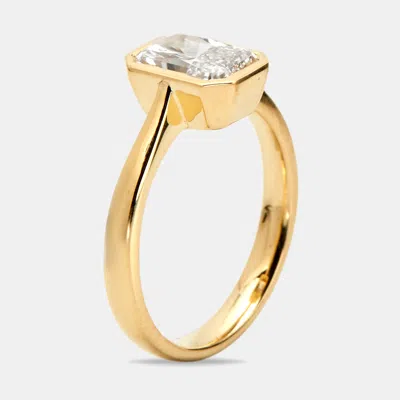 Pre-owned The Diamond Edit 1.50 Cts Radiant Brilliant Cut 18k Yellow Gold Ring Size 54