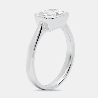 Pre-owned The Diamond Edit 1.50 Cts Radiant Cut Lab Grown Diamond 18k White Gold Ring Size 52