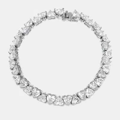 Pre-owned The Diamond Edit 15.5 Cts Heart Lab Grown Diamond 18k White Gold Bracelet