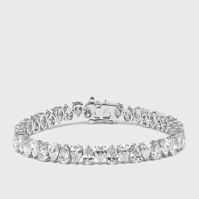 Pre-owned The Diamond Edit 15.5 Cts Pear Lab Grown Diamond 18k White Gold Bracelet