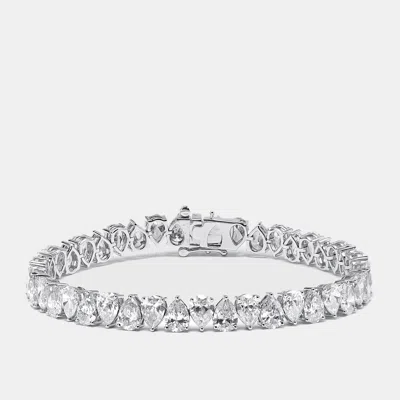 Pre-owned The Diamond Edit 15.5 Cts Pear Lab Grown Diamonds 18k White Gold Bracelet