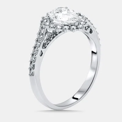 Pre-owned The Diamond Edit 1.57 Cts Pear Lab Grown Diamond 14k White Gold Ring Size 55