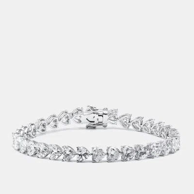 Pre-owned The Diamond Edit 16 Cts Heart Lab Grown Diamonds 18k White Gold Bracelet