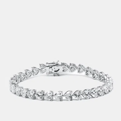 Pre-owned The Diamond Edit 16 Cts Heart Lab Grown Diamonds 18k White Gold Bracelet