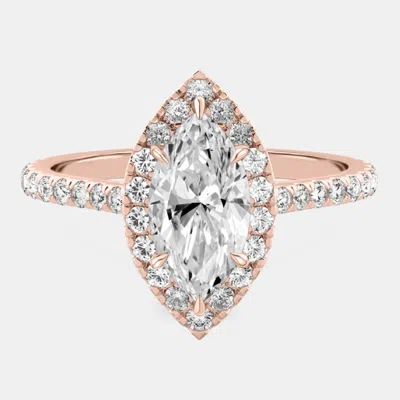Pre-owned The Diamond Edit 1.6 Cts Marquise Lab Grown Diamond 18k Rose Gold Wedding Ring Size 52