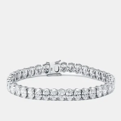 Pre-owned The Diamond Edit 16 Cts Oval Lab Grown Diamonds 18k White Gold Bracelet