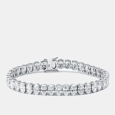 Pre-owned The Diamond Edit 16 Cts Oval Lab Grown Diamonds 18k White Gold Bracelet