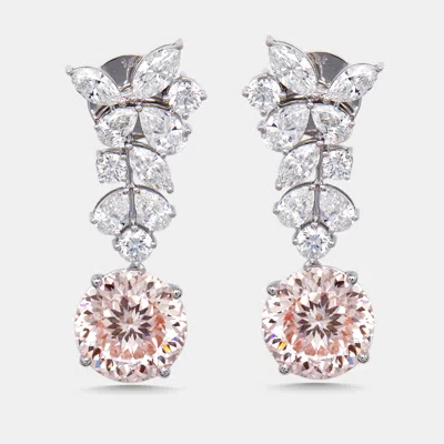 Pre-owned The Diamond Edit 16 Cts Pear Modified Round Lab Grown Diamonds 18k White Gold Earrings
