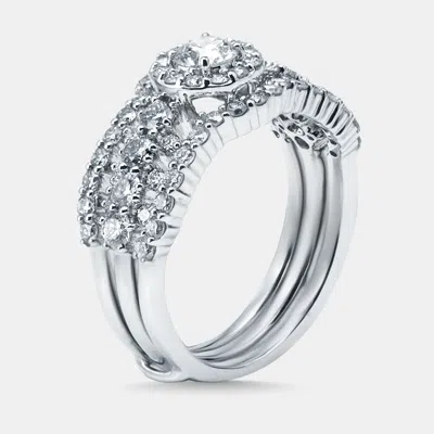 Pre-owned The Diamond Edit 1.65 Cts Round Lab Grown Diamond 14k White Gold Ring Size 54