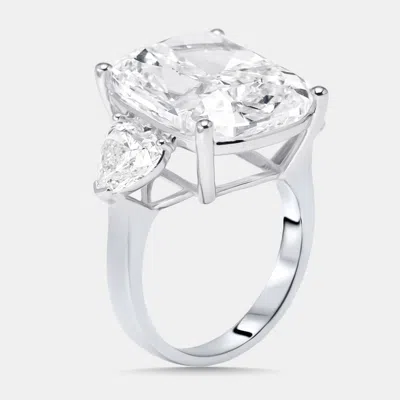 Pre-owned The Diamond Edit 17 Cts Cushion Heart Lab Grown Diamonds 18k White Gold Ring Size 51.5
