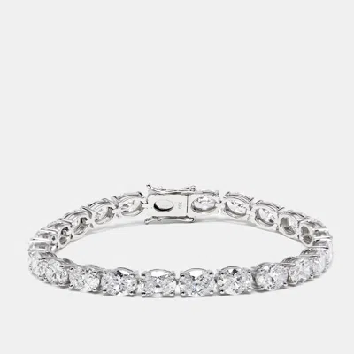 Pre-owned The Diamond Edit 17 Cts Oval Lab Grown Diamonds 18k White Gold Bracelet