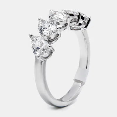 Pre-owned The Diamond Edit 1.7 Cts Pear Brilliant Lab Grown Diamonds 18k White Gold Ring Size 54