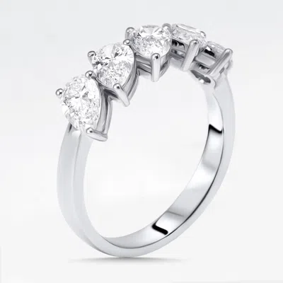 Pre-owned The Diamond Edit 1.7 Cts Pear Lab Grown Diamonds 18k White Gold Ring Size 52
