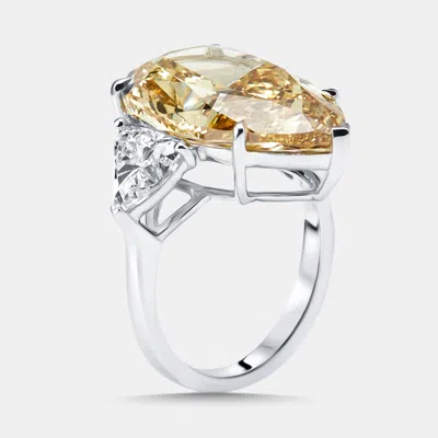Pre-owned The Diamond Edit 17 Cts Pear Trillion Lab Grown Diamonds 18k White Gold Ring Size 53