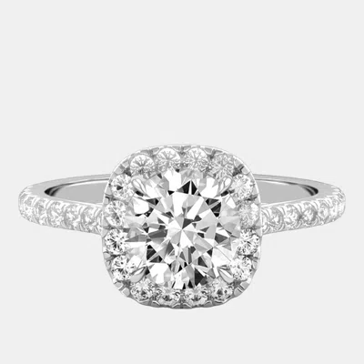 Pre-owned The Diamond Edit 1.7 Cts Round Lab Grown Diamond 18k White Gold Wedding Ring Size 52