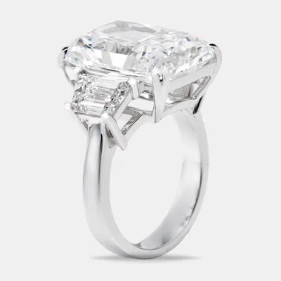 Pre-owned The Diamond Edit 17.00 Cts Radiant And Trapezoid Lab Grown 18k White Gold Ring Size 51