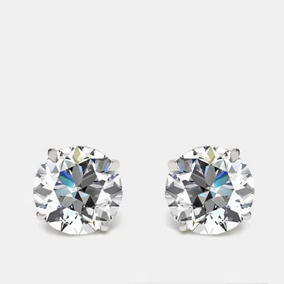 Pre-owned The Diamond Edit 17.00 Cts Round Lab Grown Diamonds 18k White Gold Earrings