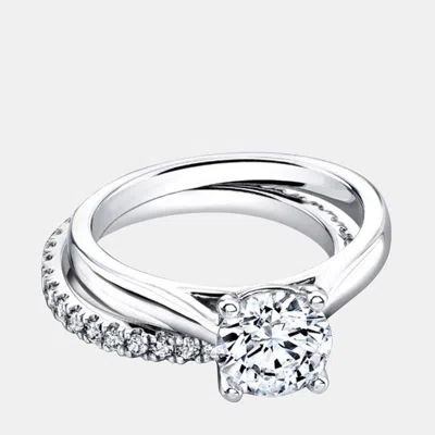Pre-owned The Diamond Edit 1.72 Cts Round Lab Grown Diamond 18k White Gold Ring Set Size 7