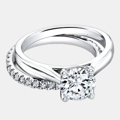 Pre-owned The Diamond Edit 1.72 Cts Round Lab Grown Diamond 18k White Gold Ring Set Size 8