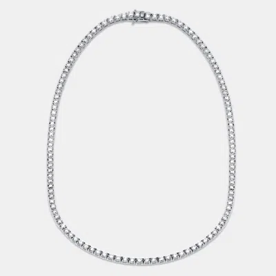 Pre-owned The Diamond Edit 17.5 Cts Round Lab Grown Diamonds Sterling Silver 925 Necklace