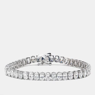 Pre-owned The Diamond Edit 17.56 Cts Oval Brilliant Cut Lab Grown Diamonds 18k White Gold Tennis Bracelet