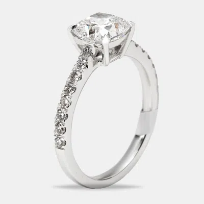 Pre-owned The Diamond Edit 1.8 Cts Cushion And Round Lab Grown Diamond 18k White Gold Ring Size 51