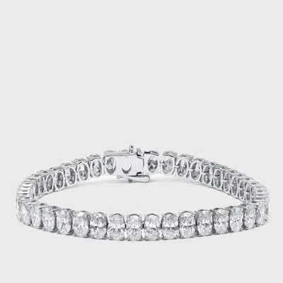 Pre-owned The Diamond Edit 18 Cts Oval Lab Grown Diamond 18k White Gold Bracelet