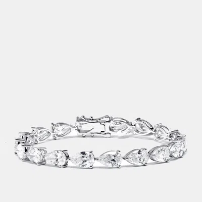 Pre-owned The Diamond Edit 18 Cts Pear Brilliant Lab Grown Diamonds 18k White Gold Bracelet