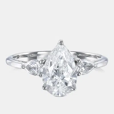 Pre-owned The Diamond Edit 1.8 Cts Pear Cut Lab Grown Diamond 14k White Gold Ring Size 8