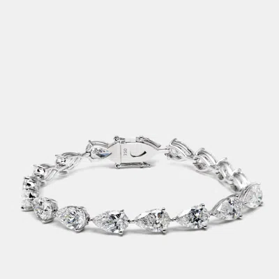 Pre-owned The Diamond Edit 18 Cts Pear Lab Grown Diamonds 18k White Gold Bracelet