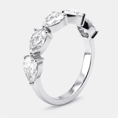 Pre-owned The Diamond Edit 1.8 Cts Pear Lab Grown Diamonds 18k White Gold Ring Size 50