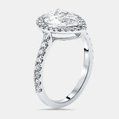Pre-owned The Diamond Edit 1.8 Cts Pear Round Lab Grown Diamonds 18k White Gold Ring Size 53