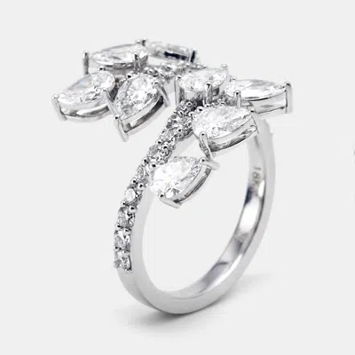 Pre-owned The Diamond Edit 1.8 Cts Pear Round Lab Grown Diamonds 18k White Gold Ring Size 53