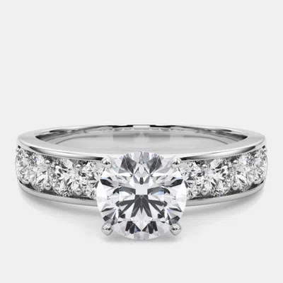 Pre-owned The Diamond Edit 1.8 Cts Round Lab Grown Diamond 14k White Gold Engagement Ring Size 52