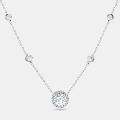 Pre-owned The Diamond Edit 1.80 Cts Round Briliant Cut 14k White Gold Necklace
