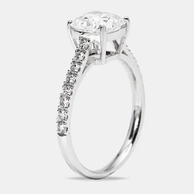 Pre-owned The Diamond Edit 1.85 Cts Cushion Cut And Round Lab Grown Diamond 18k White Gold Rings Size 54